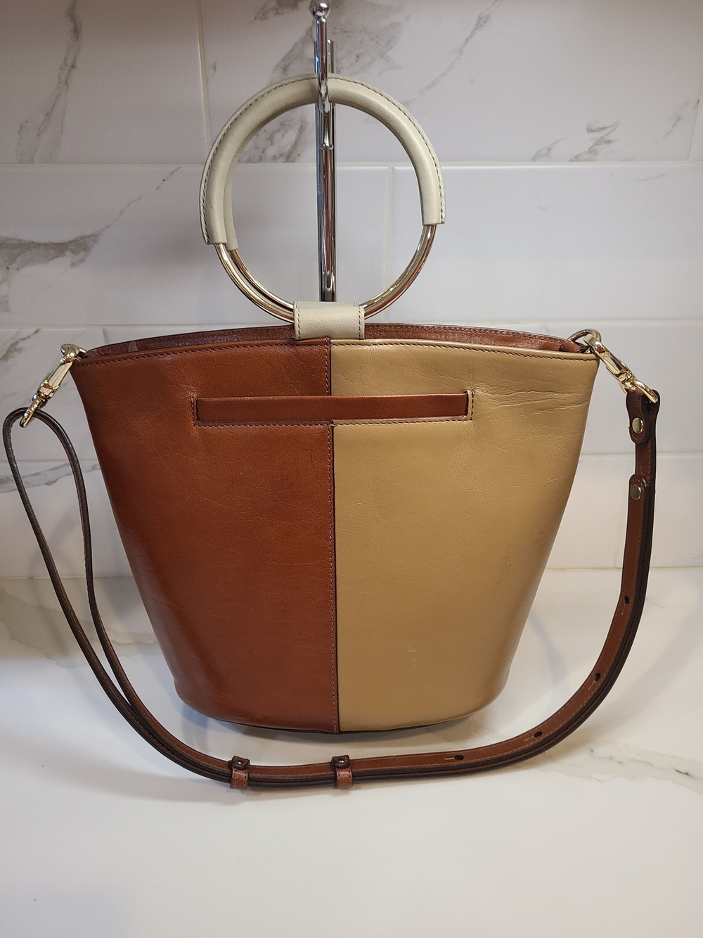 Brahmin Mod Bowie Whiskey Arisel Colorblock Top Sail Cognac - Picture 6 of 7